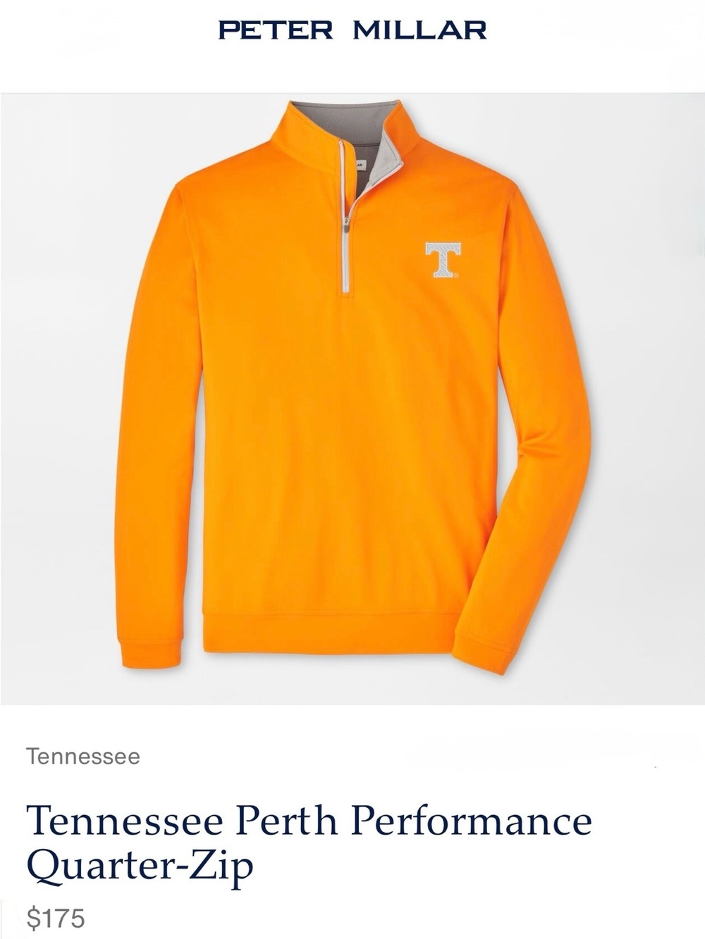 PETER MILLAR Tennessee Perth Performance Quarter-Zip